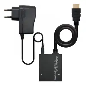 Nanocable Splitter HDMI 1x2 con Alimentación + Cable HDMI 50cm