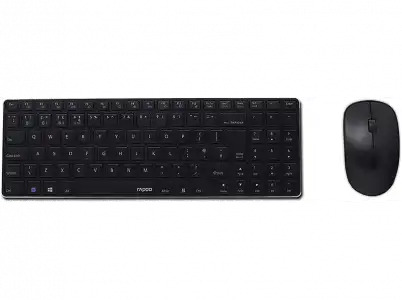 Pack Teclado + Ratón - RAPOO 9300M, Inalámbrico, 2.4 GHz, Bluetooth 3.0 y 4.0, Multimodo, 1300 DPI, Negro