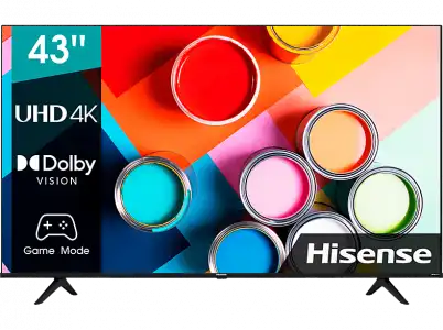 TV LED 43" - Hisense 43A6BG, 4K UHD, Smart TV, Control por voz, HDR 10, HLG, Dolby Vision y Audio, TUV, Negro