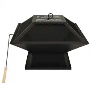 Brasero Y Barbacoa 2 En 1 Con Atizador Acero 46,5x46,5x37 Cm Vidaxl