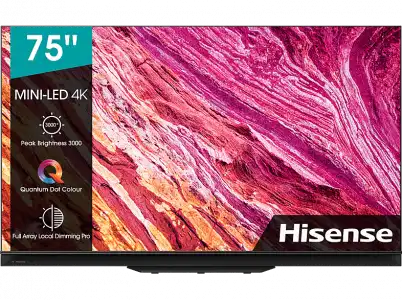 TV ULED 75" - Hisense 75U9GQ, UHD Premium 4K, Mini LED, HDR10+, 120Hz, Ultra motion, FALD, D. Atmos, Negro