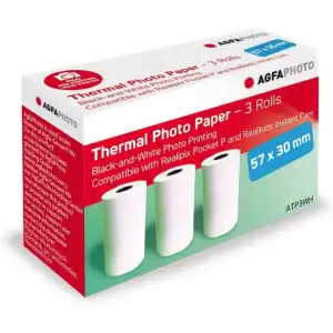 AgfaPhoto ATP3WH Pack 3 Rollos de Papel Térmico 57x30mm para Realipix Pocket P/Realikids Instant