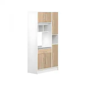 Aparador De Cocina Mady 1 Cajón 91x40x180 Cm Color Color Natural Claro, Blanco Venta-unica