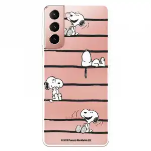 Funda Oficial de Peanuts Snoopy Rayas Snoopy para Samsung Galaxy S21