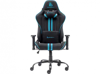 Silla gaming - Newskill Kitsune V2, Cojines cervical y lumbar, Reclinable 180º, Hasta 136 kg, Azul