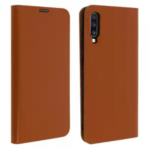 Avizar Funda Cartera de Cuero Marrón Claro para Samsung Galaxy A70