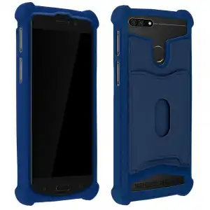 Avizar Funda de Silicona con Cartera Azul para Smartphones 5.3" a 5.5"