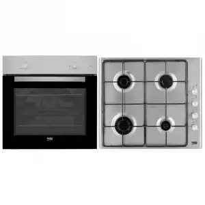 Beko QSE223SX Horno Multifunción 66L + Placa de Gas 4 Zonas Inox