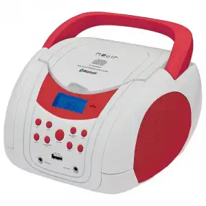 Nevir NVR-483UB Radio CD Portátil con Bluetooth Blanca/Roja