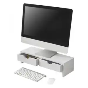 Soporte Para Monitor Mänttä Con 2 Cajones Aglomerado 50 X 18 X 13 Cm Blanco [en.casa]