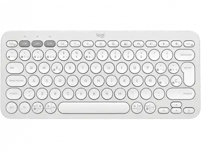 Teclado inalámbrico - Logitech K380S, Bluetooth-USB, Multidispositivo, Multisistema, Teclas programables, de accesos directos, Blanco