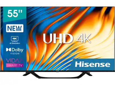 TV LED 55" - Hisense 55A63H, UHD 4K, VIDAA U 5.0, HDMI 2.1, Dolby Vision, HDR10+, Control de voz, Negro