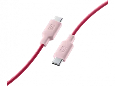 Cable USB - CellularLine Stylecolor, Conector C to USB-C, 1 m, Rosa