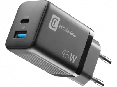 Cargador - CellularLine ACHUSBGAN2PD45WK, USB C, Universal, Negro