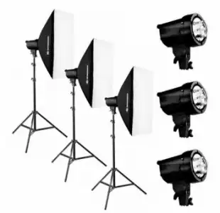 Set De 3 Flashes De Estudio 200w Brt-210b Bresser