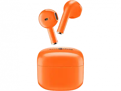 Auriculares True Wireless - Music Sound BTMSTWSSWAGUO, De cápsula, Bluetooth, Autonomía de hasta 20 h, Naranja