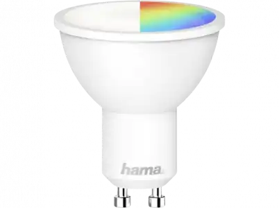 Bombilla inteligente - Hama GU10, 5.5W, WiFi, RGBW, Compatible con Alexa/Google Assistant, Blanco