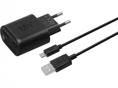 Cargador - ISY IWC-5200-1, Con Cable Micro-USB, Universal, Negro