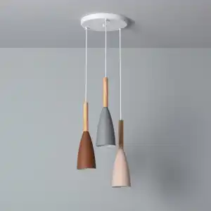 Efectoled Lámpara Colgante De Metal Y Madera Rain Multicolor