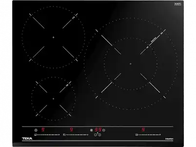 Encimera - TEKA IZC 63320 MSS BK, Vidrio templado, Eléctrica, Inducción, 3 zonas, 32 cm, Negro