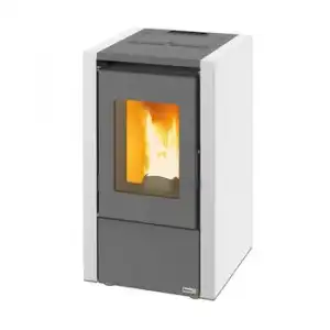 Estufa De Pellet Terra Baeza Blanco De Hierro Fundido De 7 Kw