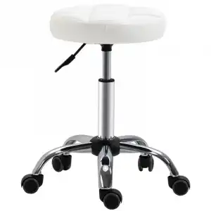 Homcom Taburete Giratorio con Ruedas Regulable en Altura 5.5x48-63cm Blanco
