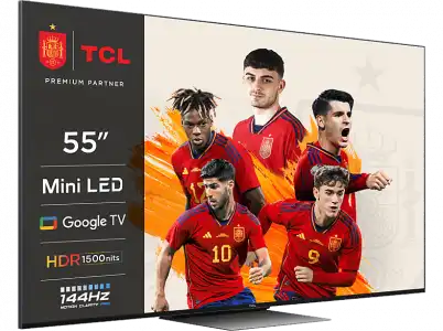 TV MiniLED QLED 55" - TCL 55C835, 4K Mini-LED 144hz, QLED, Google TV, Onkyo, HDR10+, Dolby Vision, Control de voz, Negro