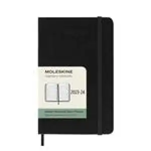 Agenda 2023/2024 Moleskine Pocket semana vista horizontal 18 meses tapa dura negro