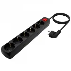 Aisens A154-0536 Regleta con Interruptor 6 Tomas Negra