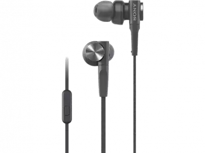 Auriculares de botón - Sony MDR-XB55APB, Extra Bass, Diafragma Neodimio 12mm, 116 dB, 4 Hz- 24 KHz, 16 ohm, Negro