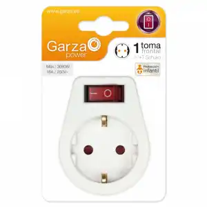 Garza Adaptador Schuko con Toma Tierra Blanco