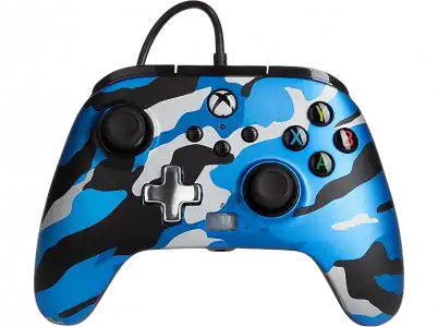 Mando - PowerA Enhanced, Para mando Xbox Series X/S, Cable, USB, Jack 3.5 mm, Azul Camo Metálico