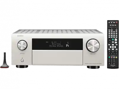 Receptor AV - Denon AVC-X4700H, 200 W, 8K UHD vía HDMI, DTS, Dolby Atmos, IMAX Enhanced, Plata