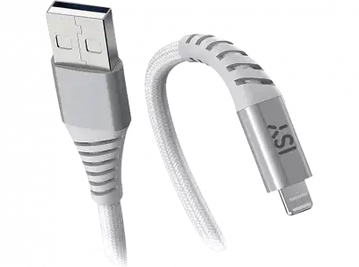 Cable USB - ISY ICN-5000-WT-AL, De USB-A a Lightning, 2 m, Blanco