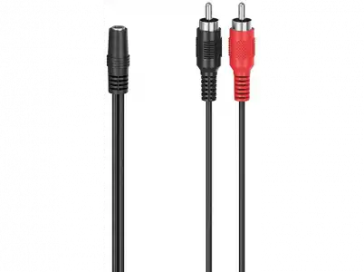 Adaptador - Hama 00205186, Jack 3.5 mm, 2x RCA, 10 cm, Negro