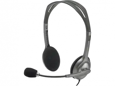 Auriculares - Logitech H111, Jack 3.5 mm, Micrófono giratorio, Gris