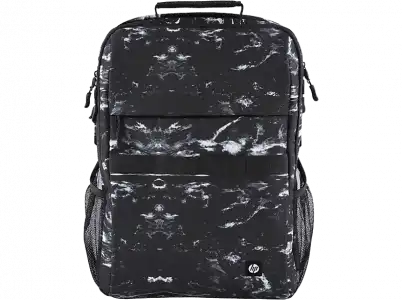 Mochila - HP Campus XL con patrón de mármol, 20 L, Portátiles hasta 16", Tablet, Acolchado, Materiales impermeables, Negro