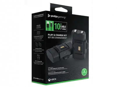 Pack cargador - PDP Play & Charge Kit, Para Xbox Serie X y One , Autonomía 20 h, Negro