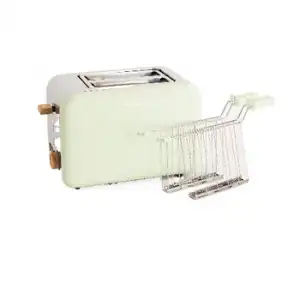 Pack Toast Retro Pequeña Tostadora Para Rebanadas Anchas + 2 Pinzas De Rejilla Para Sándwiches