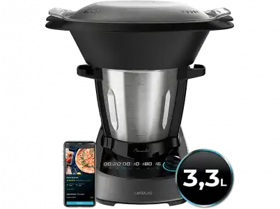 Robot de cocina - Cecotec Mambo 11090, 1600 W, 3.3 L, 37 funciones, 10 veloc, Abatible, Báscula integrada, Lavavajillas, Wi-Fi, Inox