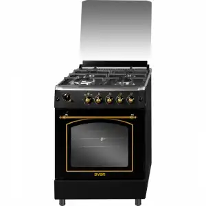 Svan SVK6601RN Cocina de Gas 4 Zonas + Horno Negro/Dorado