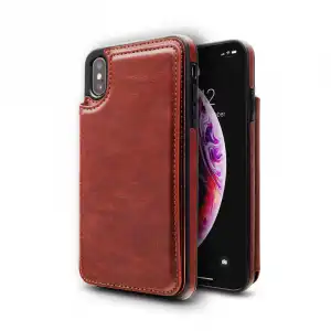 Unotec Wallex Funda de Piel Marrón para iPhone X/XS