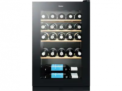 Vinoteca - Haier WS30GA, 50 cm, 104 l, 30 botellas, Filtro anti-UV, Display Táctil, Iluminación LED, Negro