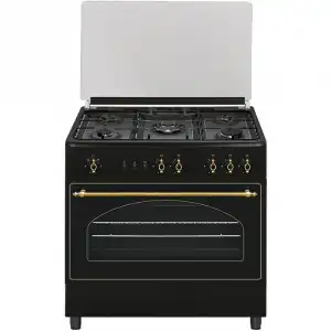 Vitrokitchen RU9060B Cocina de Gas Butano 5 Fuegos + Horno Antracita