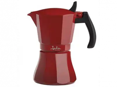 Cafetera tradicional - Jata Hogar HCAF2006, 6 Tazas, Aluminio, Rojo