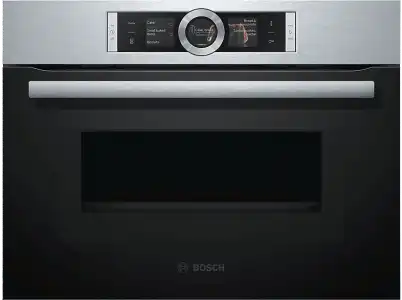 Horno con microondas - Bosch CMG676BS1, multifunción, 900W, pirolítico, 13 funciones, acero inox