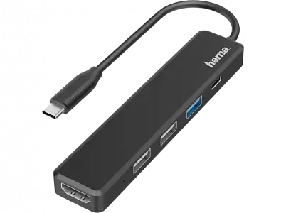 Hub USB - ‎Hama 00200117, 5 Gbps, puertos, Universal, Negro