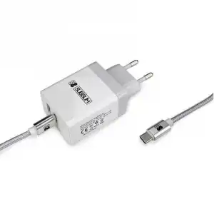 Subblim Cargador de Pared USB 2.4A + Cable USB-C Blanco