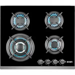 Svan SVEC4BF Placa de Gas 4 Zonas 60cm Cristal Negro