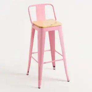 Taburetes Altos - Taburete Torix Respaldo Madera Natural - Rosa